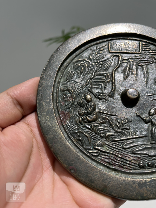明 “邹城县王家白铜镜”款许由巢父人物故事纹镜 - 图3